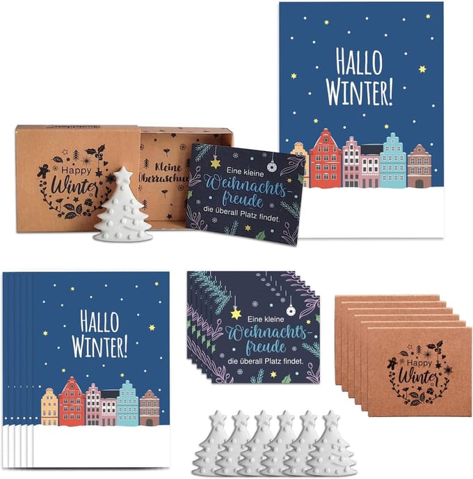 Wensbodes Kerst - Mini Geschenken - Kerst Attentie - Handgemaakt Duitsland - 6 Stuks - Bruin