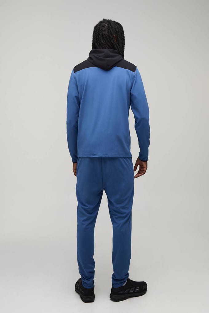Heren Active Gequilt Regular Fit Trainingspak | Steel | Size Medium