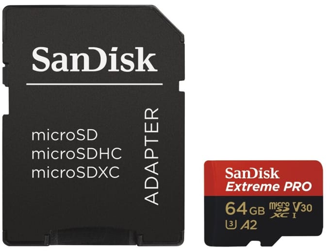 SanDisk Extreme Pro Micro SDXC 64GB - A2 V30 - met adapter