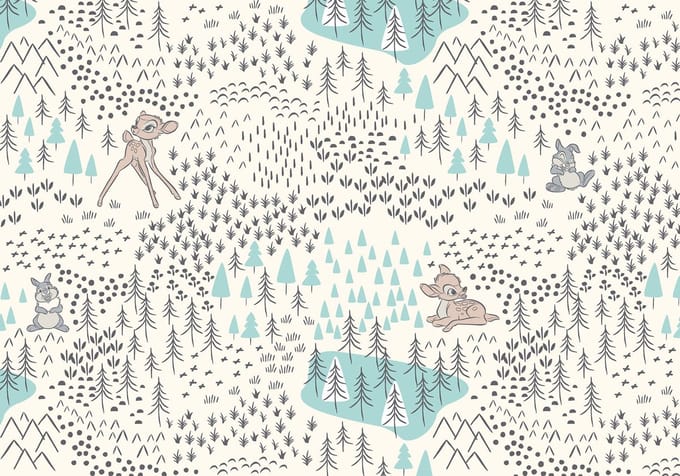 Fotobehang Woodland Bambi - Meerkleurig - 2,80m X 400cm