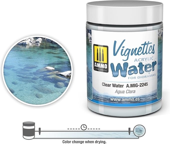 AMMO by Mig Jimenez Modelbouwdecoratie - MIG 2245 Clear Water - Vignettes Acrylic Texture - 100ml Effecten potje