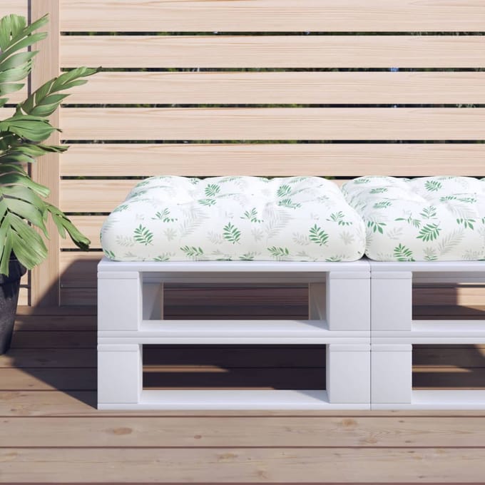 vidaXL - Palletkussen - bladpatroon - 50x50x12 - cm - stof