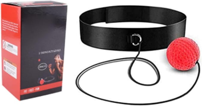 Boksbal Hoofdband - Ponsbal Trainingsset - Coördinatie Training - Verstelbare Pasvorm - 6 cm Bal - Rood
