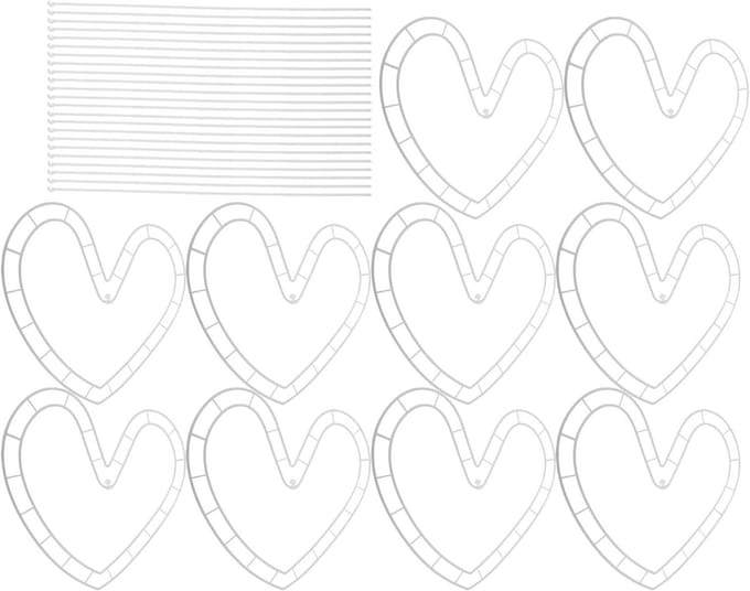Bloemstuk Houder - Boeket Vormer - Bruiloft Decoratie - Romantische Hartvorm - 10 Sets - Wit
