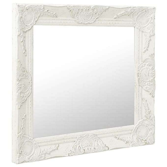 vidaXL - Wandspiegel - barok - stijl - 50x50 - cm - wit