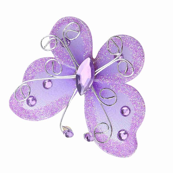 24 stuks Transparant Gaas Draad Glitter Vlinder Bruiloft Feest Kleding Decoratie DIY Benodigdheden Paars white