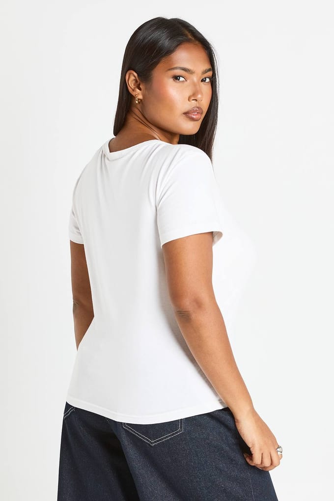 boohoo Dames Plus top met vierkante hals en korte mouwen | Wit | Maat: 44