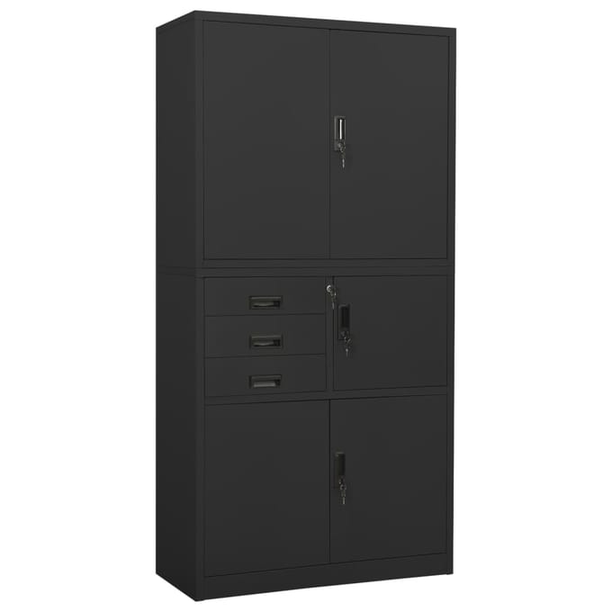 vidaXL - Kantoorkast - 90x40x180 - cm - staal - antracietkleurig
