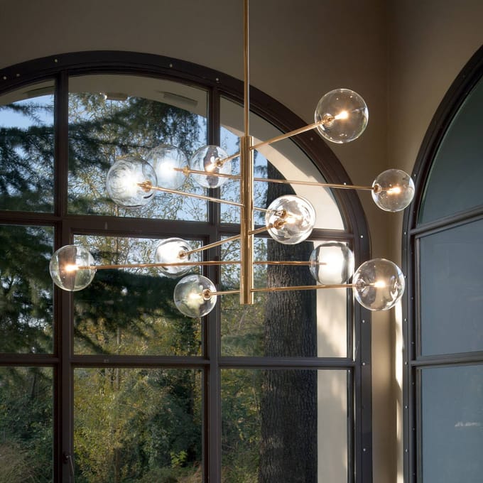 IDEAL LUX hanglamp Equinoxe, messing/amber, 12-lamps