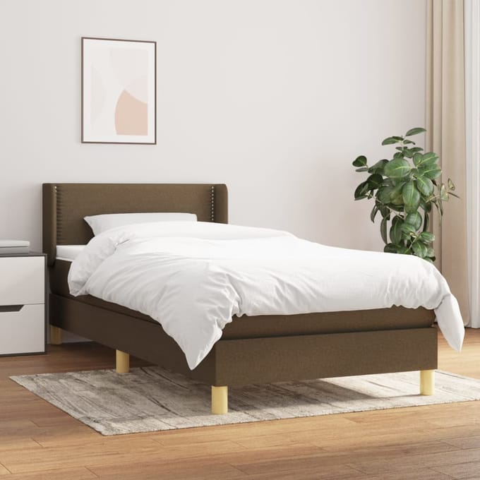 vidaXL - Boxspring - met - matras - stof - donkerbruin - 100x200 - cm