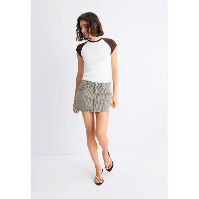 Stradivarius T-shirt met korte mouw en raglanmouwen  Ecru M