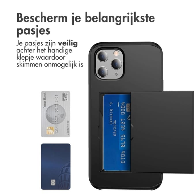 imoshion Hoesje met Pasjeshouder - Geschikt voor Apple iPhone 12 Pro / 12 - Zwart