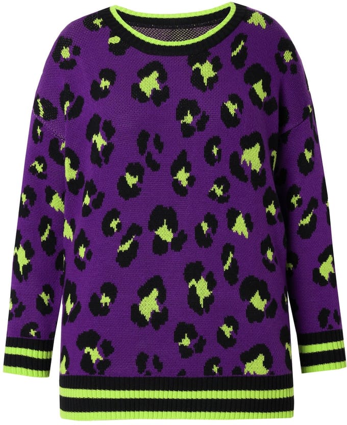 Angel of Style - Dames - Pullover boxy fit luipaardpatroon lange mouwen - Violet - Maat 50+