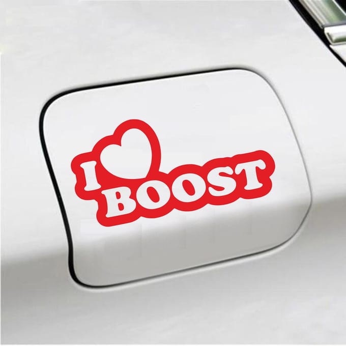 Bumpersticker - I Love Boost - 10 X 20 - Rood
