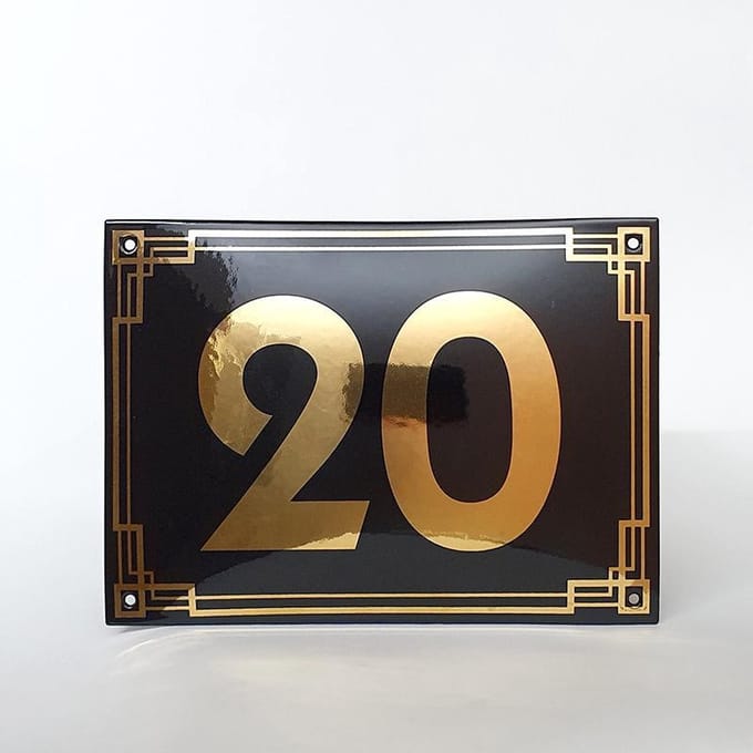 Art deco | jaren ’30 | luxe emaille huisnummer - 20