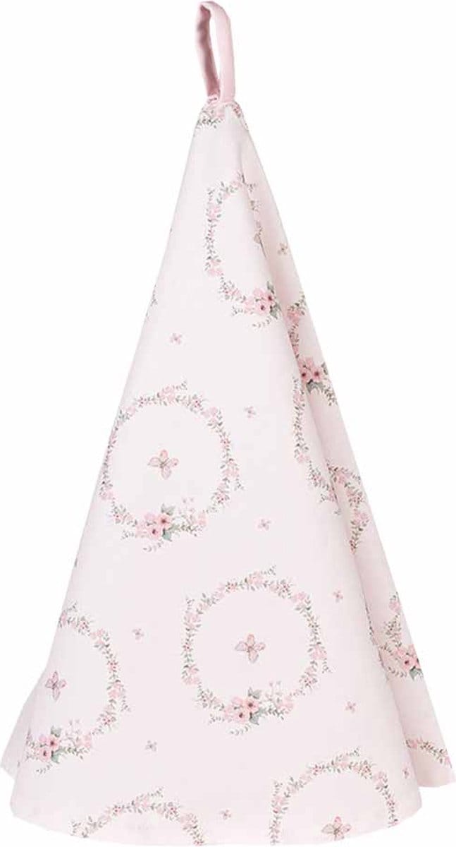 Clayre & Eef Theedoek Ø 80 cm Roze Katoen Konijn