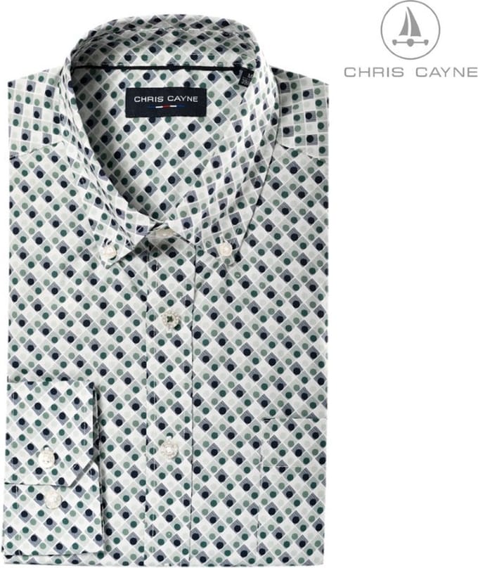 Blouse 1011 wit/groen print LM Chris Cayne - maat M