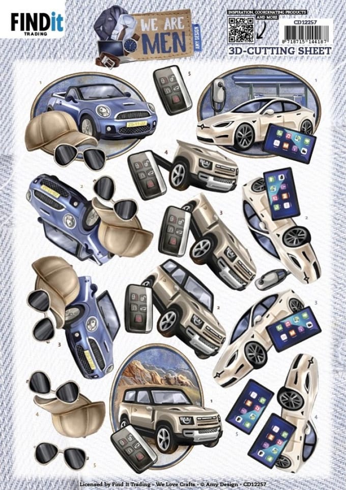 3D Cutting Sheets - Amy Design - We Are Men - Cars 1 stuks