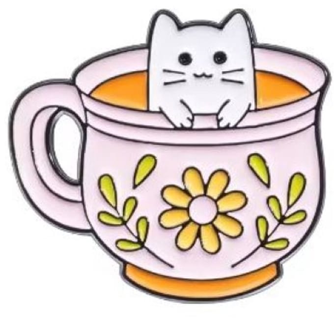 Pin Broche - enamel pin - kledingspeld - Kat thee