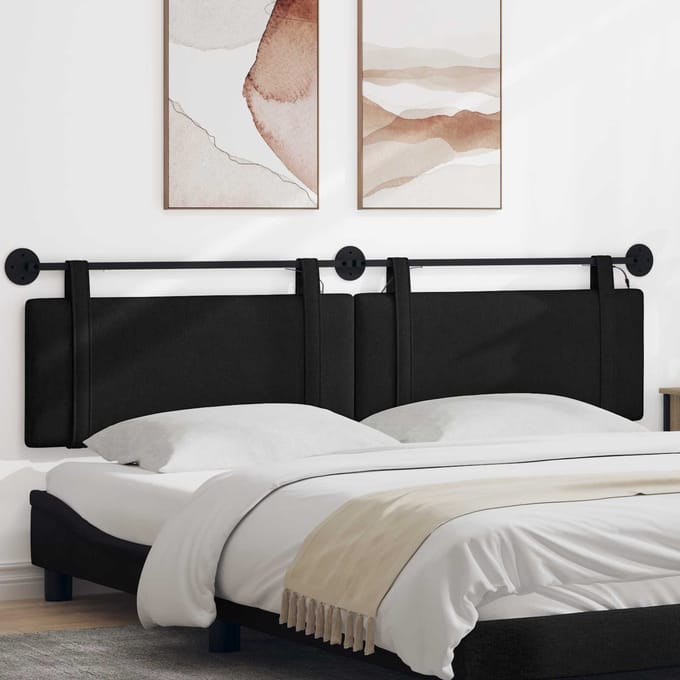 vidaXL - Hangend - hoofdbord - Zwart - Stof