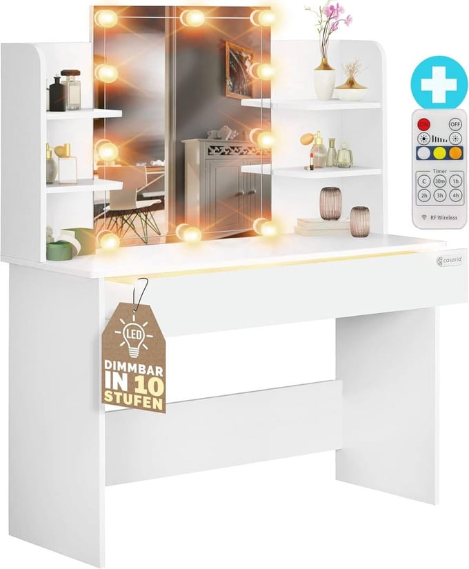 Moderne Kaptafel met LED Verlichting en Lichtafstandssensor - Wit