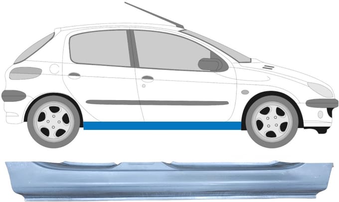 Volledige dorpel voor Peugeot 206 206+ 1998-2012 / Rechts