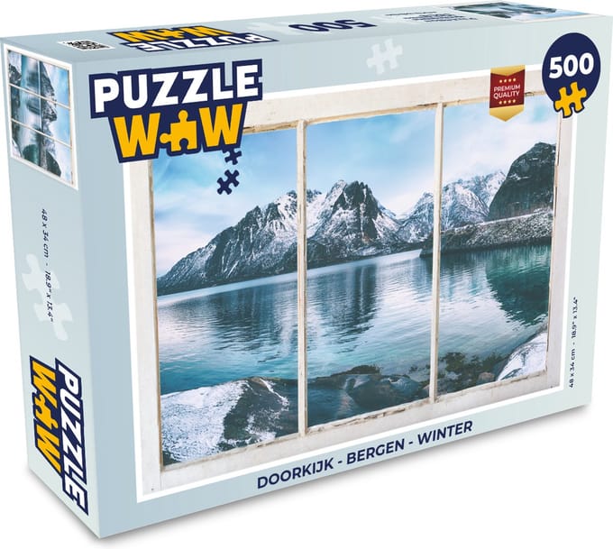 Puzzel Doorkijk - Bergen - Winter - Legpuzzel - Puzzel 500 stukjes