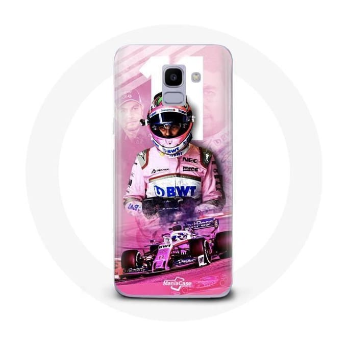 Coque pour Samsung Galaxy A8 2018 Formule 1 Sergio Pérez Pilote de F1 Rose