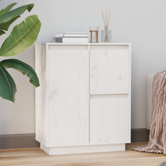 vidaXL - Dressoir - 60x34x75 - cm - massief - grenenhout - wit