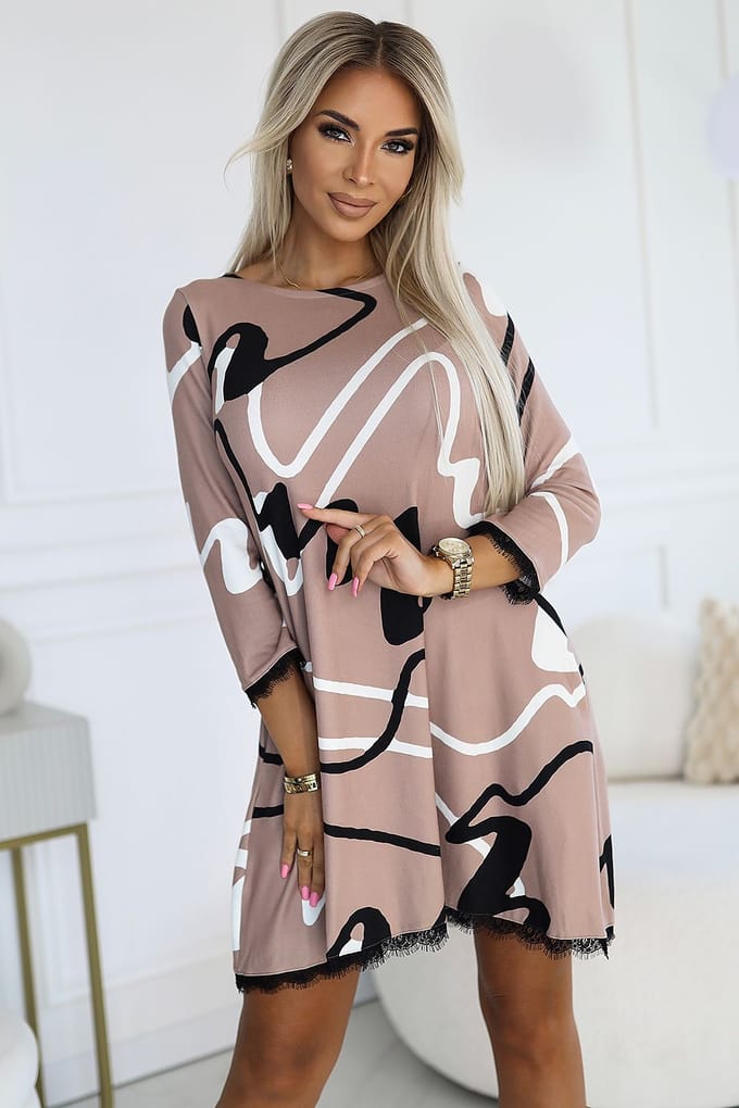 Abstract Ease Dress - Brown / XXL/XXXL