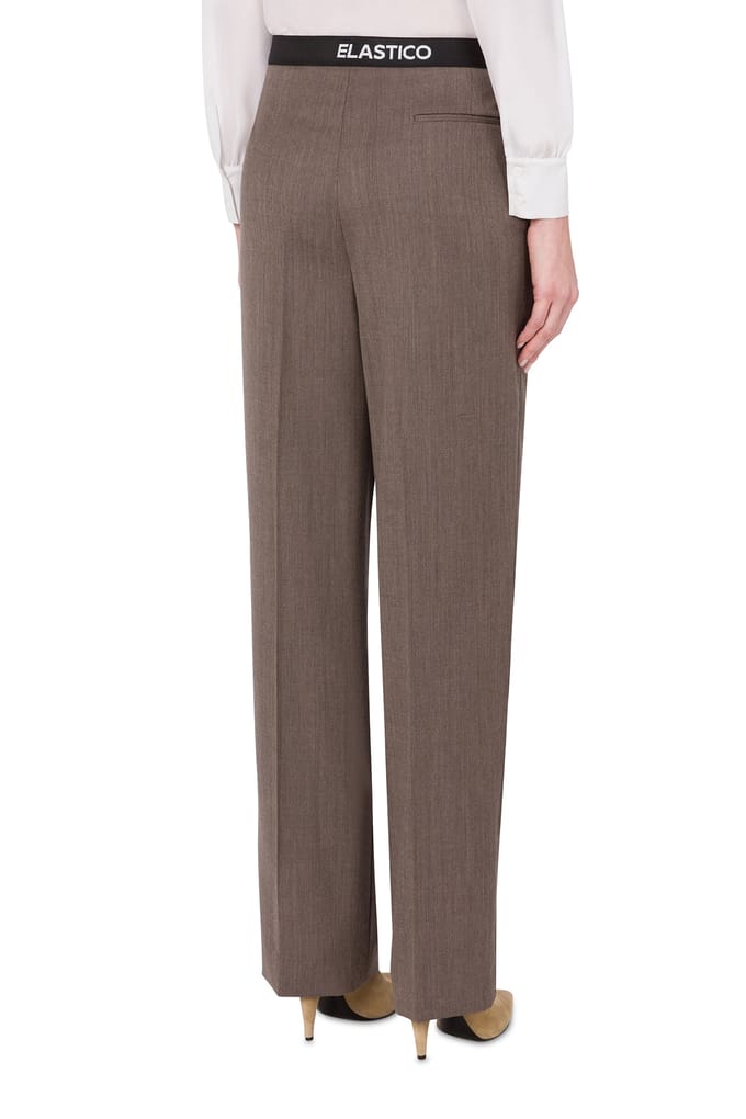 Moschino Elastic Band Wool Canvas Trousers Brown Taglia: 40 | Pantaloni da completo Outlet | Donna | Marrone