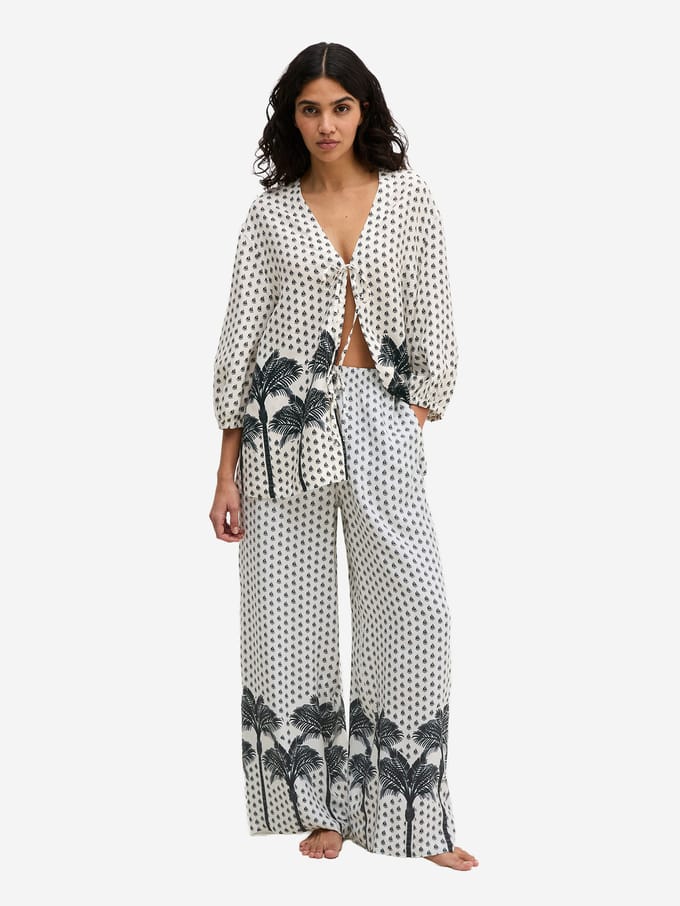 Marc O'Polo Vrouwen Strandshirt Palm Border Geo