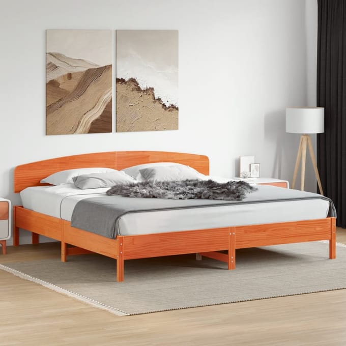 vidaXL - Hoofdbord - 200 - cm - massief - grenenhout - wasbruin