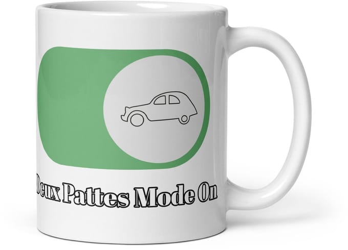 De2pktjes - Relax - Deux Pattes Mode On Mok (300ml) - Witte Glanzende Mok voor de Echte Citroënliefhebber!
