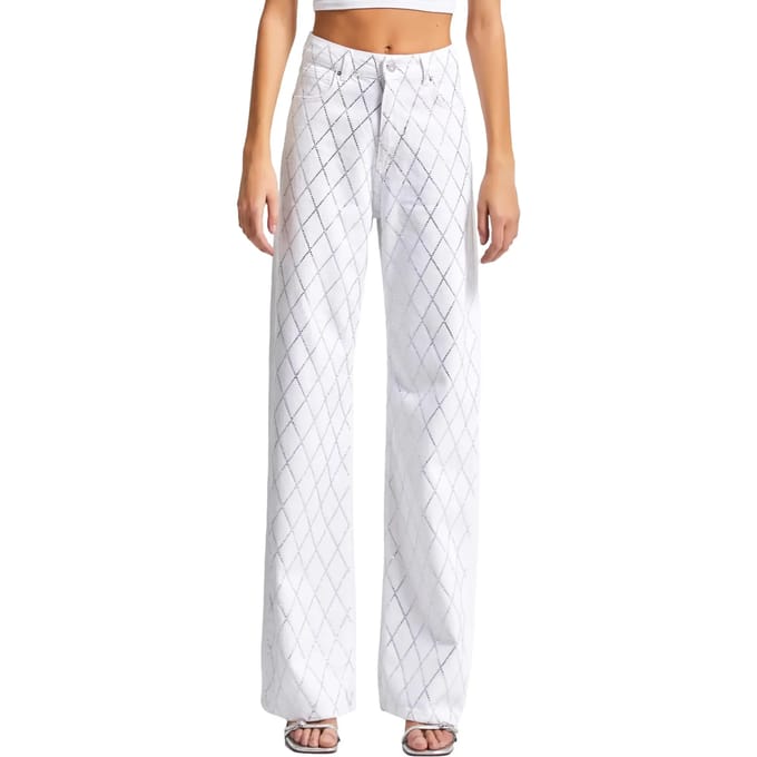 It's Basic - Rhinestone Straight High Rise Jeans