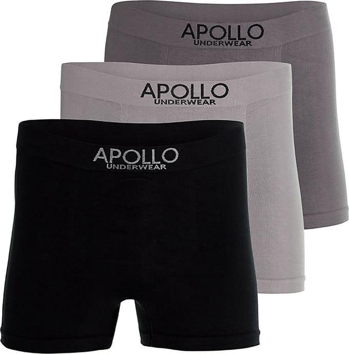 Apollo heren boxershorts naadloos - maat M - 3-pack - grijs