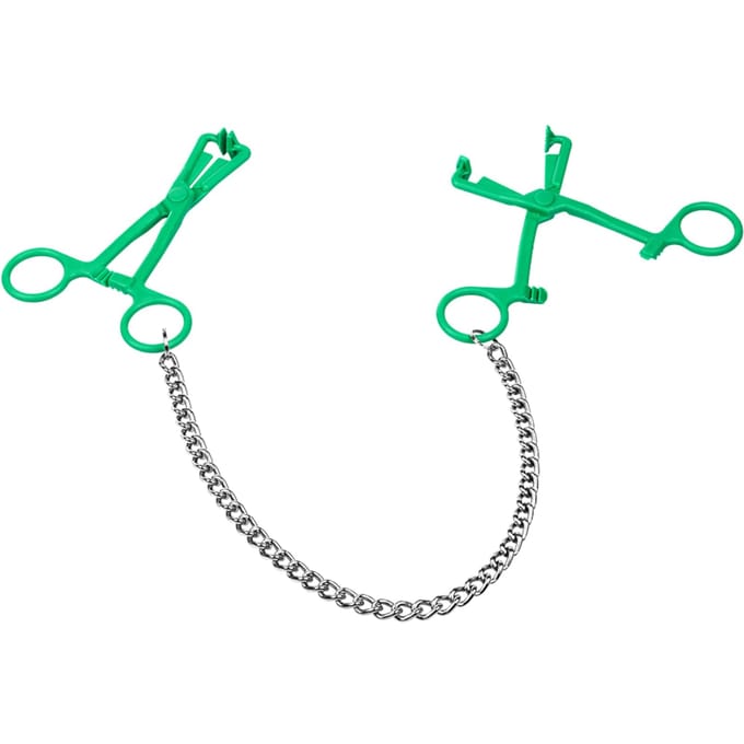 Rimba - Schaar Tepelklemmen Met Ketting - Groen