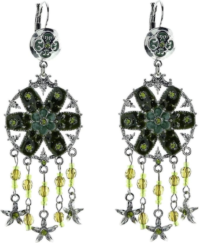 Behave - Statement oorbellen groen bloemdesign - Bohemian chic look