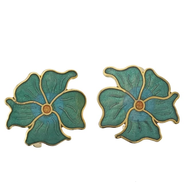 Behave - Oorclips dames - bloemmotief - groen - 2,3 cm