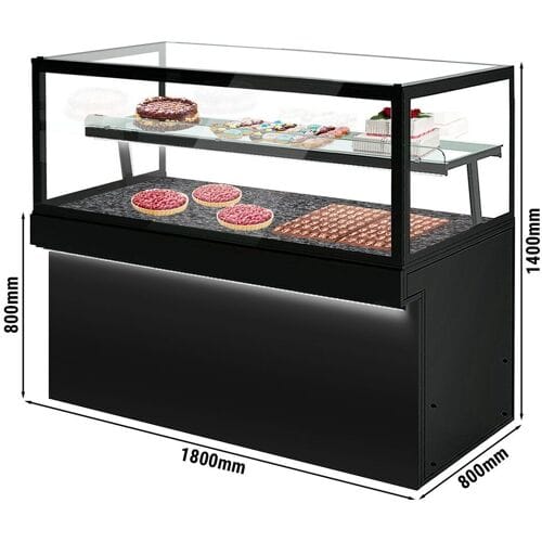 GGM Gastro Kuchentheke TORONTO - 1800mm - schwarze Front - mit 2 Ablagen