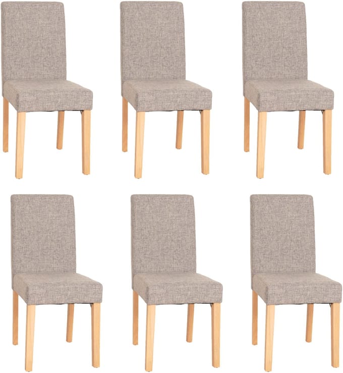Set van 6 eetkamerstoelen Keukenstoel Littau ~ textiel, grijs, lichte poten