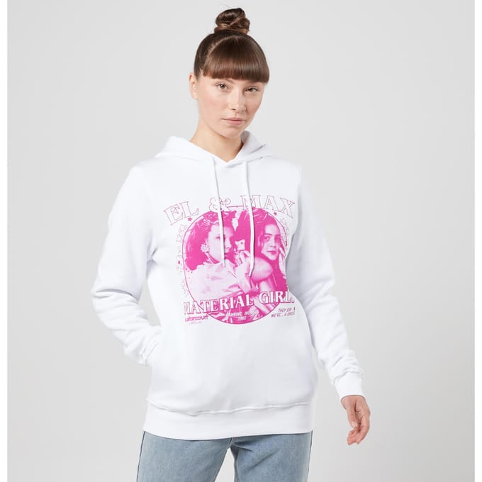 Stranger Things El And Max Material Girls Hoodie - Wit - XL