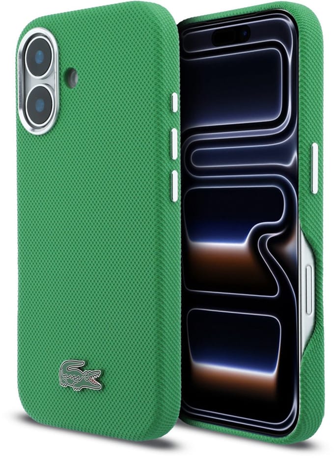 Lacoste Back Cover Case - iPhone 16 - Estragon Green - MagSafe-compatibel - Metal Edges