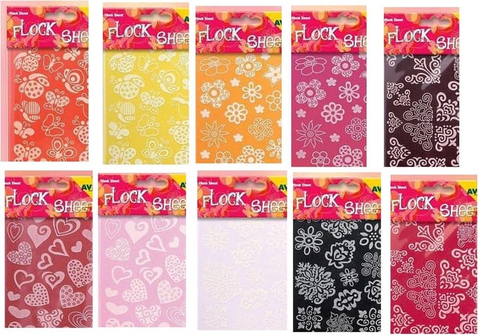 Av Flock Sheet - Rub-on vellen met 5 motieven - 10x21cm