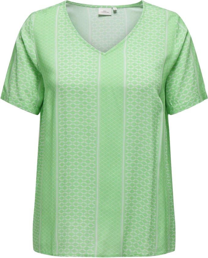 ONLY CARMAKOMA CARMARRAKESH LIFE SS TOP V-NECK AOP Dames Top - Maat 44