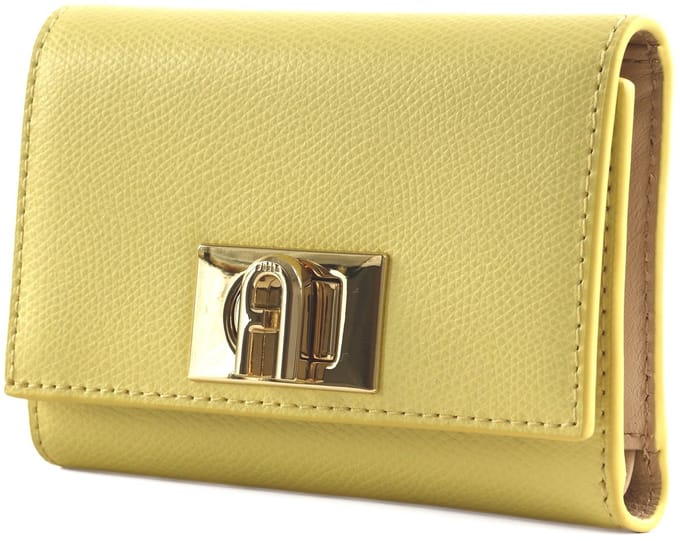 FURLA Leren Portemonnee 1927 Compact Wallet Freesia Lichtgeel