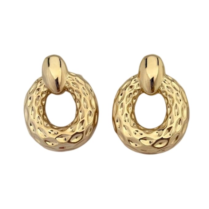 Wicker Hoop Earrings Gold 14K