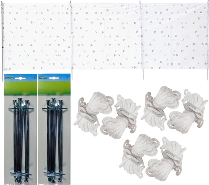 Strand/camping windscherm 3 x 1,2 m - Met 12x grondpennen - En 12x Scheerlijnen