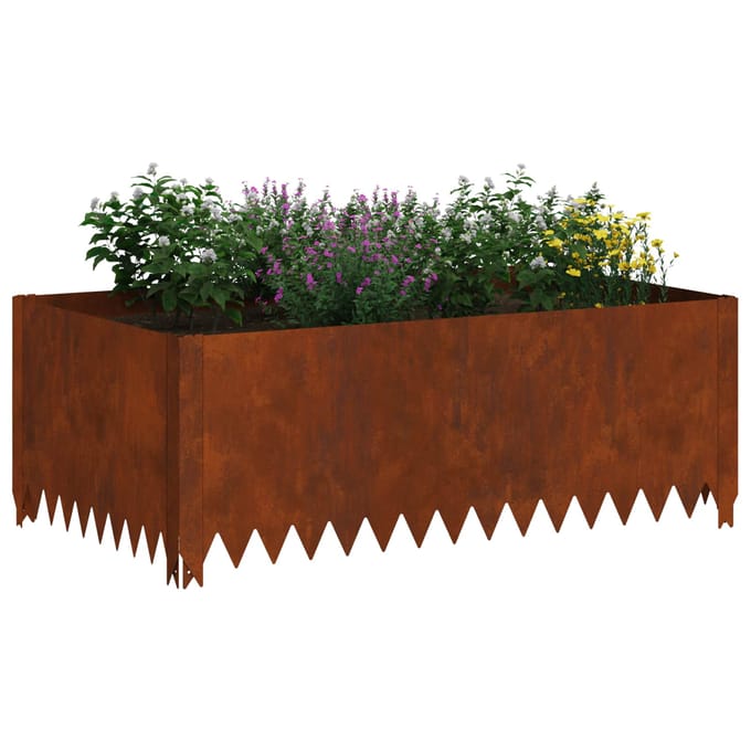 vidaXL - Gazonrand - 4 - st - 100 - x - 60 - x - 35 - cm - Staal - Roestig
