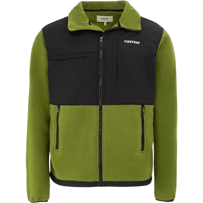 Firetrap Heren Kleurblok Fleece Jas (Calla Groen)